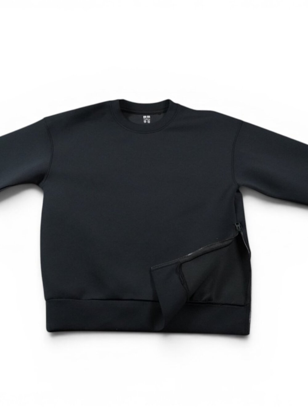 Theory x Uniqlo Pullover Neoprene side zip sweatshirt, Size Medium Black